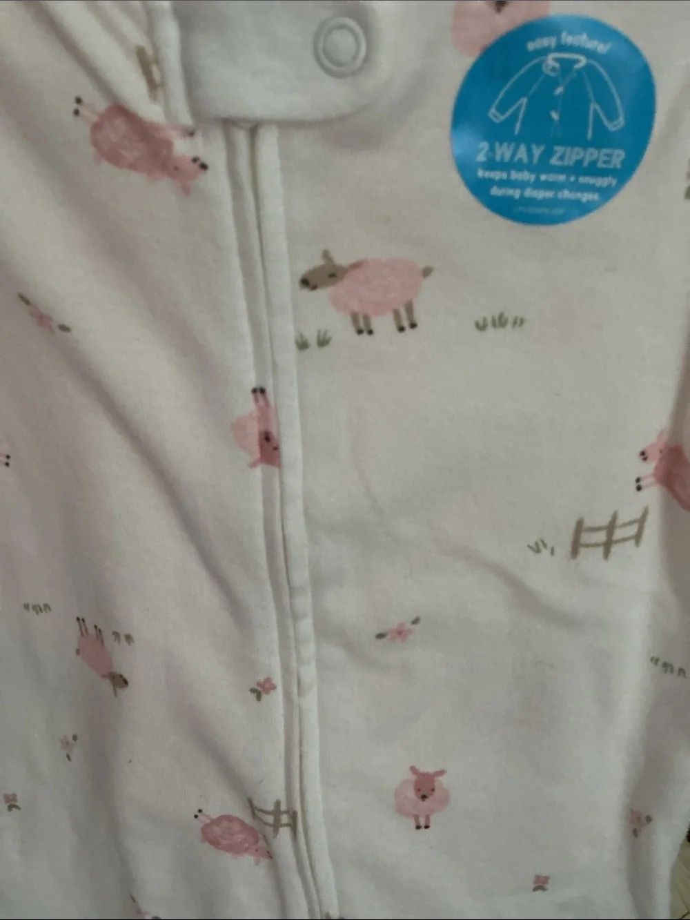 Carter's White Footed one Piece with Pink Sheep Print set of 2 NWT